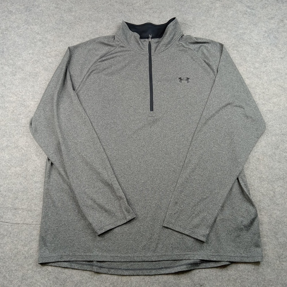Under Armour Pullover Mens 2XL Gray 1/4 Zip Long Sleeve Athletic Top‎ 1328495